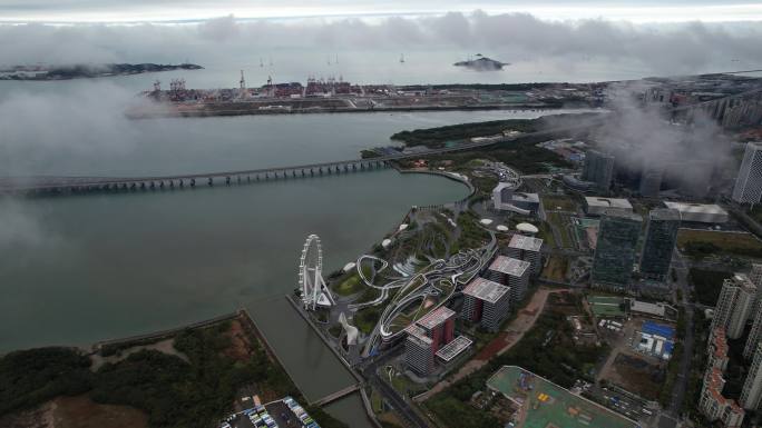 梦幻平流雾与前海前海湾欢乐港湾大铲岛同框