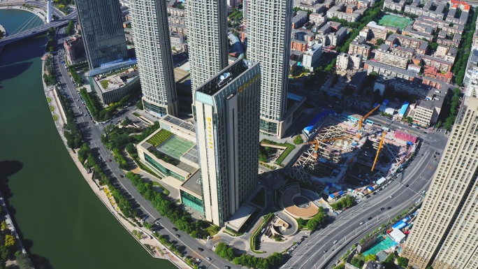 天津 香格里拉航拍 河东海河 城市建筑