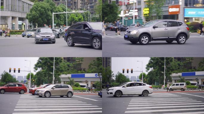 轿车驶过路口城市路口车流