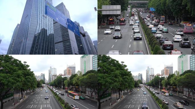 城市空镜上下班高峰期城市车辆慢镜头