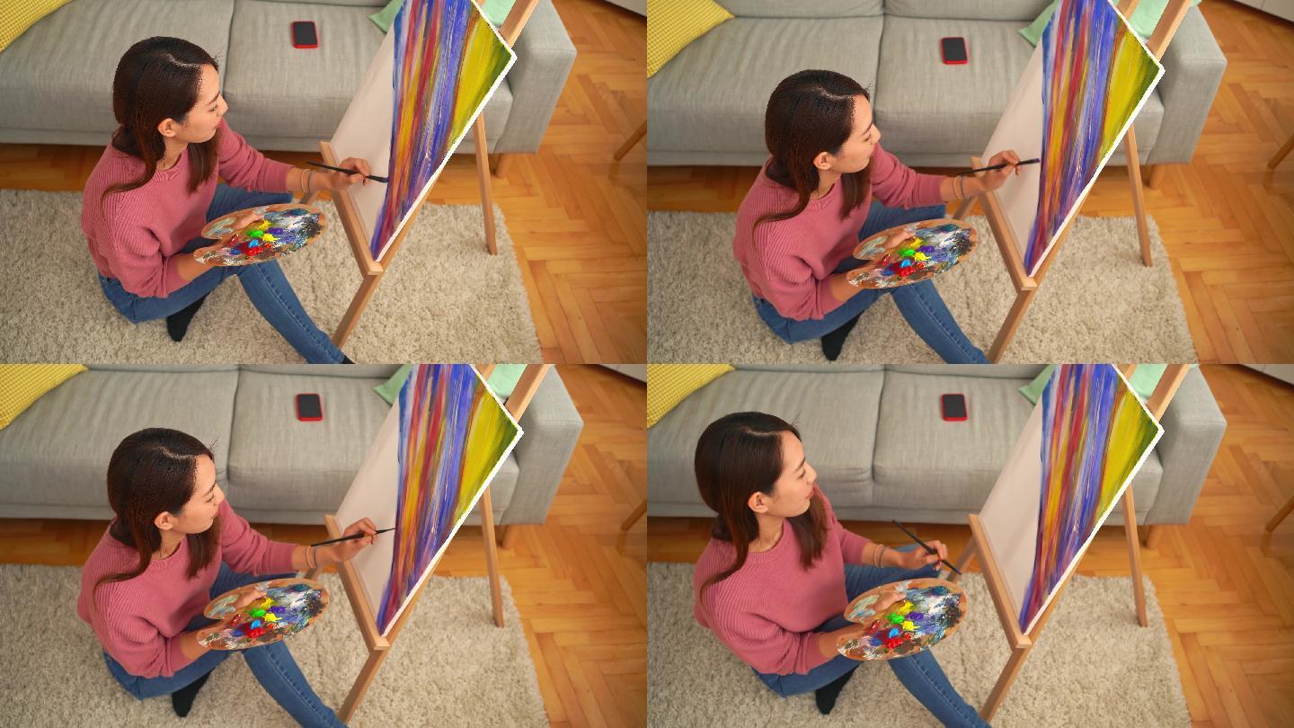 女人在家画画美术老师画师画匠