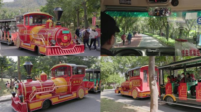 南宁青秀山公园游览小火车实拍镜头