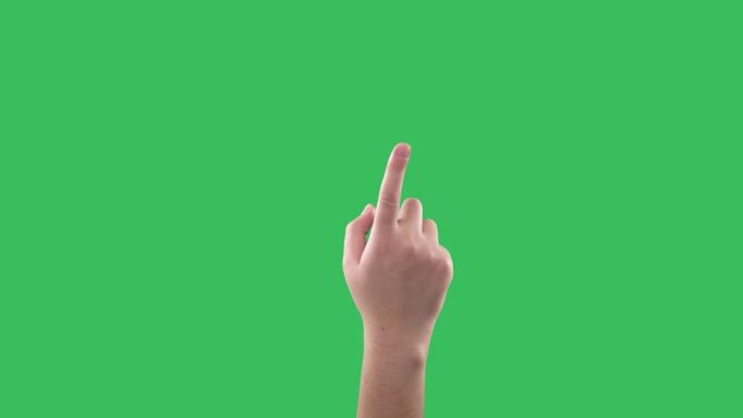 白人女性触摸屏手势。绿色屏幕上的4K女性手触摸屏手势
