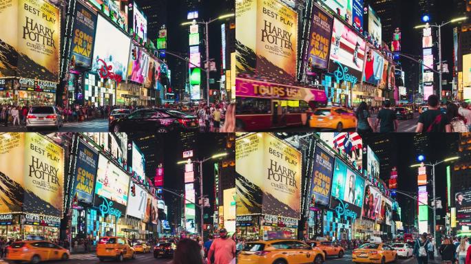 纽约曼哈顿夜间时代广场