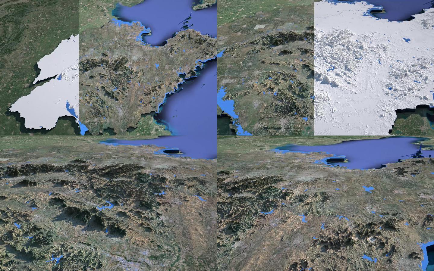 超精细山东地图模型16k颜色高程水系贴图