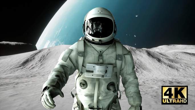 4K高清宇航员月球表面太空行走视频素材