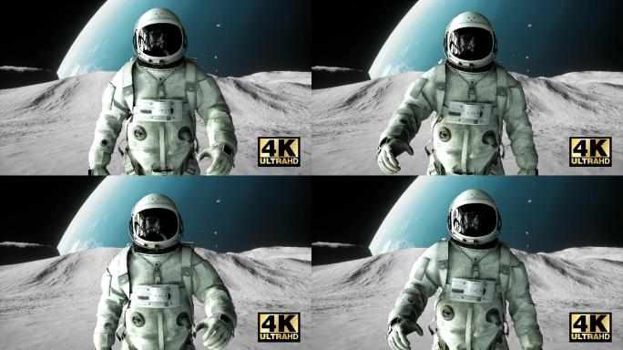 4K高清宇航员月球表面太空行走视频素材