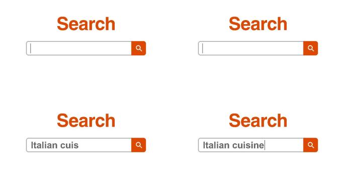 网页浏览器或带有搜索框的网页，键入意大利美食用于互联网搜索