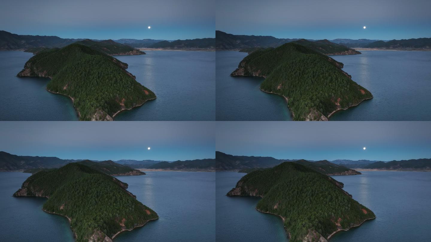 太阳和月亮一起照耀泸沽湖