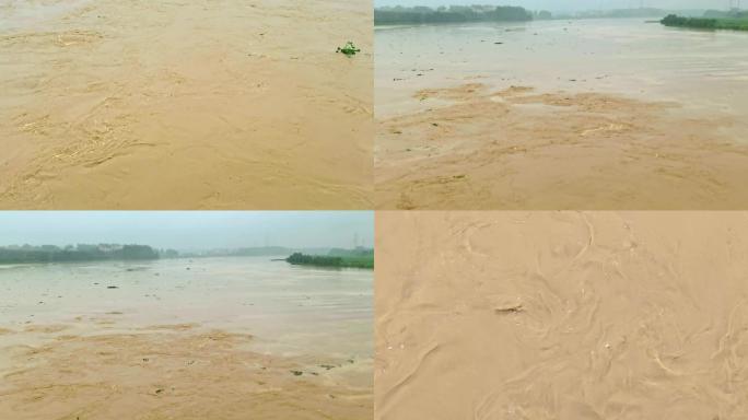 黄色河流洪水过境奔流防洪安全预警浑浊
