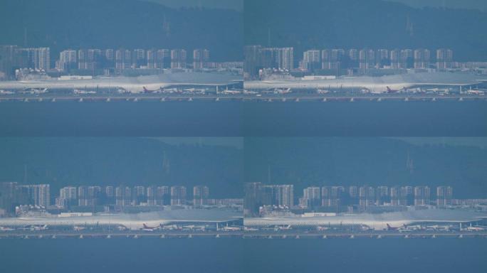 4K正版-实拍深圳机场飞机繁忙起落