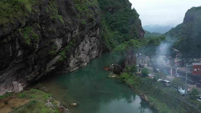 航拍浙江温州楠溪江景区自然风景