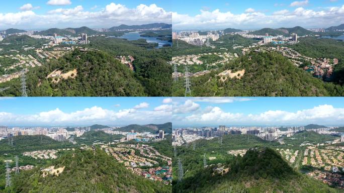 深圳宝安尖岗山公园千级红色天梯极目远眺