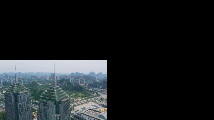 桂林 航拍 临桂 最高楼 日落