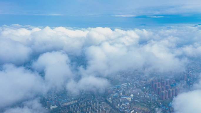 桂林 市区 云海 蓝天 航拍延时