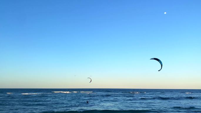 滑翔伞冲浪海浪浅海项目海上比赛风力滑行