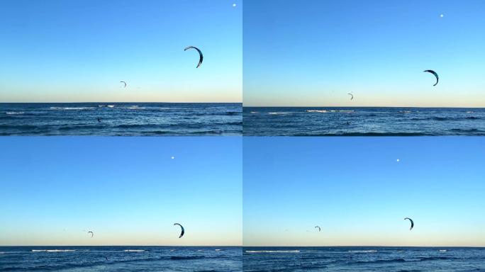 滑翔伞冲浪海浪浅海项目海上比赛风力滑行