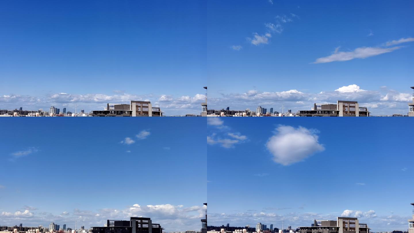 城市蓝天空白云层阳光晴朗延时摄影空镜