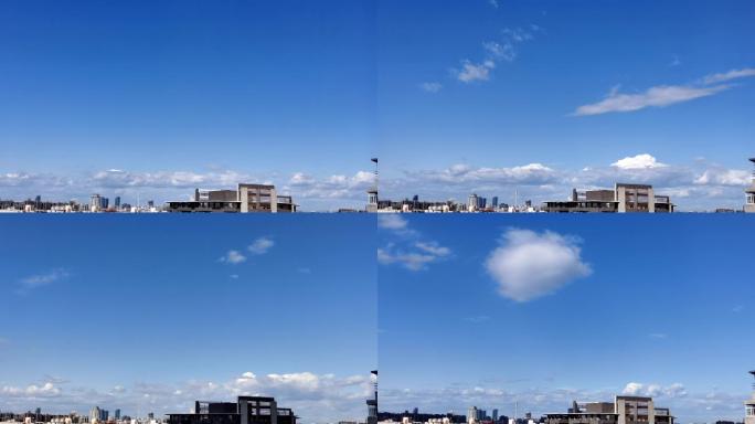 城市蓝天空白云层阳光晴朗延时摄影空镜