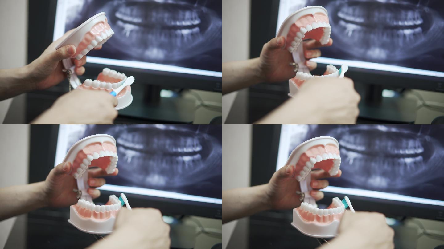 牙医刷牙义齿正确的刷牙方式医生演示如何刷