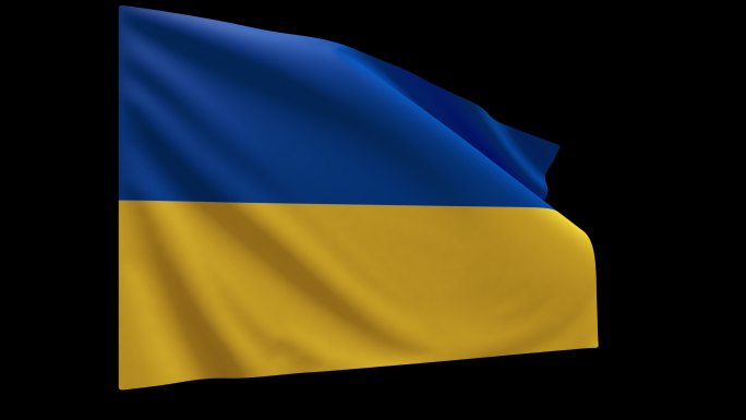 4K乌克兰旗飘扬Ukraine-斜视