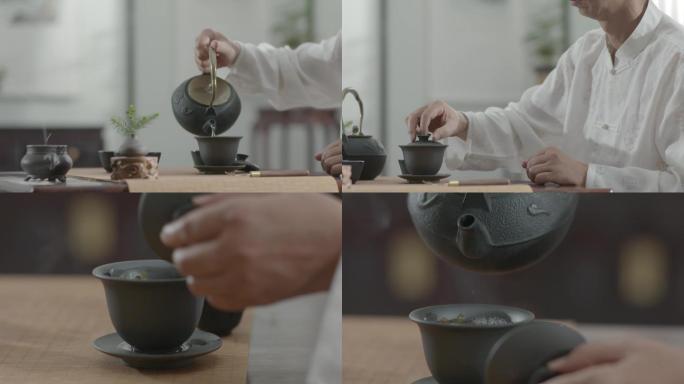大师泡茶喝茶意境空镜东方文化写意紫砂茶壶