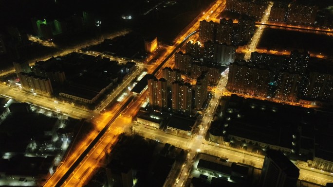 地铁城市轨道交通北京航拍夜景门头沟S1线
