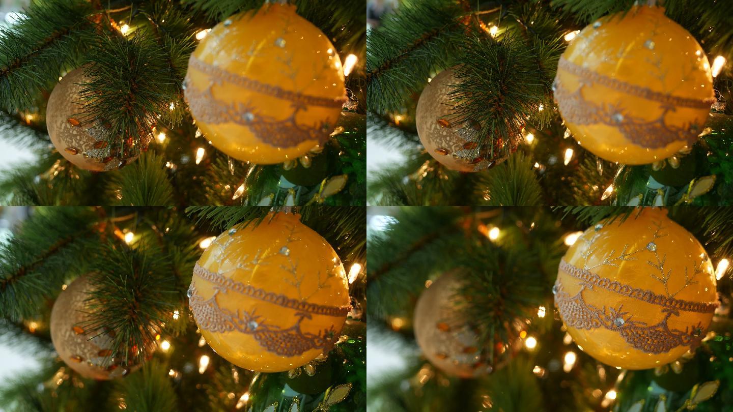 圣诞树上的装饰品圣诞装饰树圣诞彩球圣诞灯