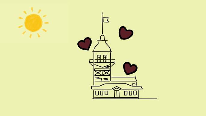 少女之塔爱情动画爱心小屋爱心城堡平面设计