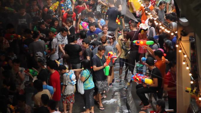 节日背景泼水节狂欢节日泰国泼水节