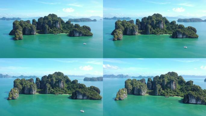 海岛 大海 海滩 全景 鸟瞰图