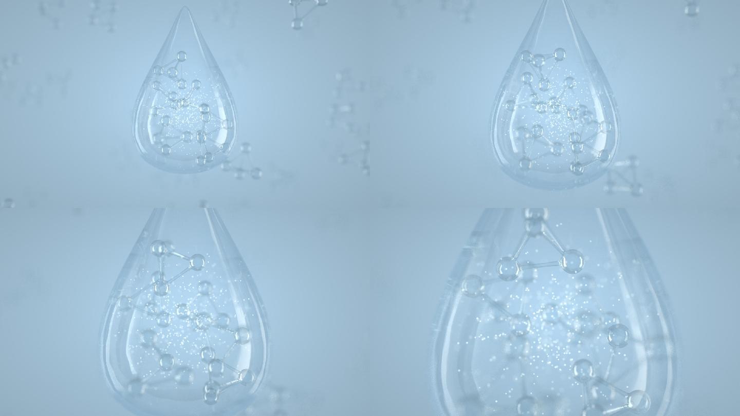 水滴分子三维动画化妆品广告素材背景