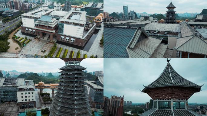 桂林博物馆两院一馆建筑无人机航拍素材