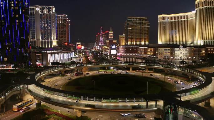 澳门凼仔赌城夜景实景拍摄