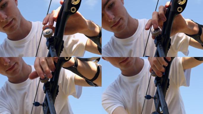 一名弓箭手安装装备的4k视频片段