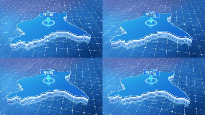 呼兰区蓝色科技感定位地图ae