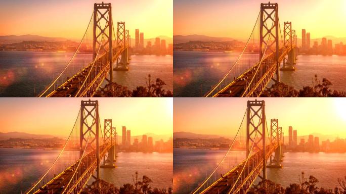 旧金山海湾大桥斜拉大桥北美大都市