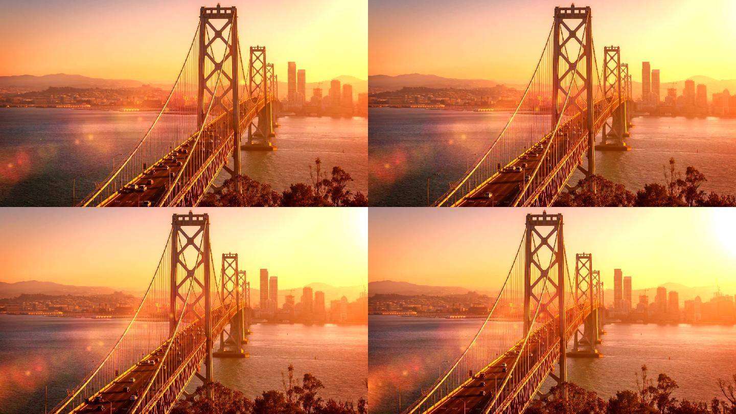 旧金山海湾大桥斜拉大桥北美大都市