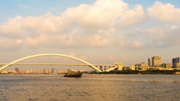 黄昏时分的泛瓦上海路浦大桥