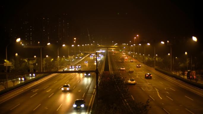 四川成都龙泉驿南三环航天立交城市夜景车流