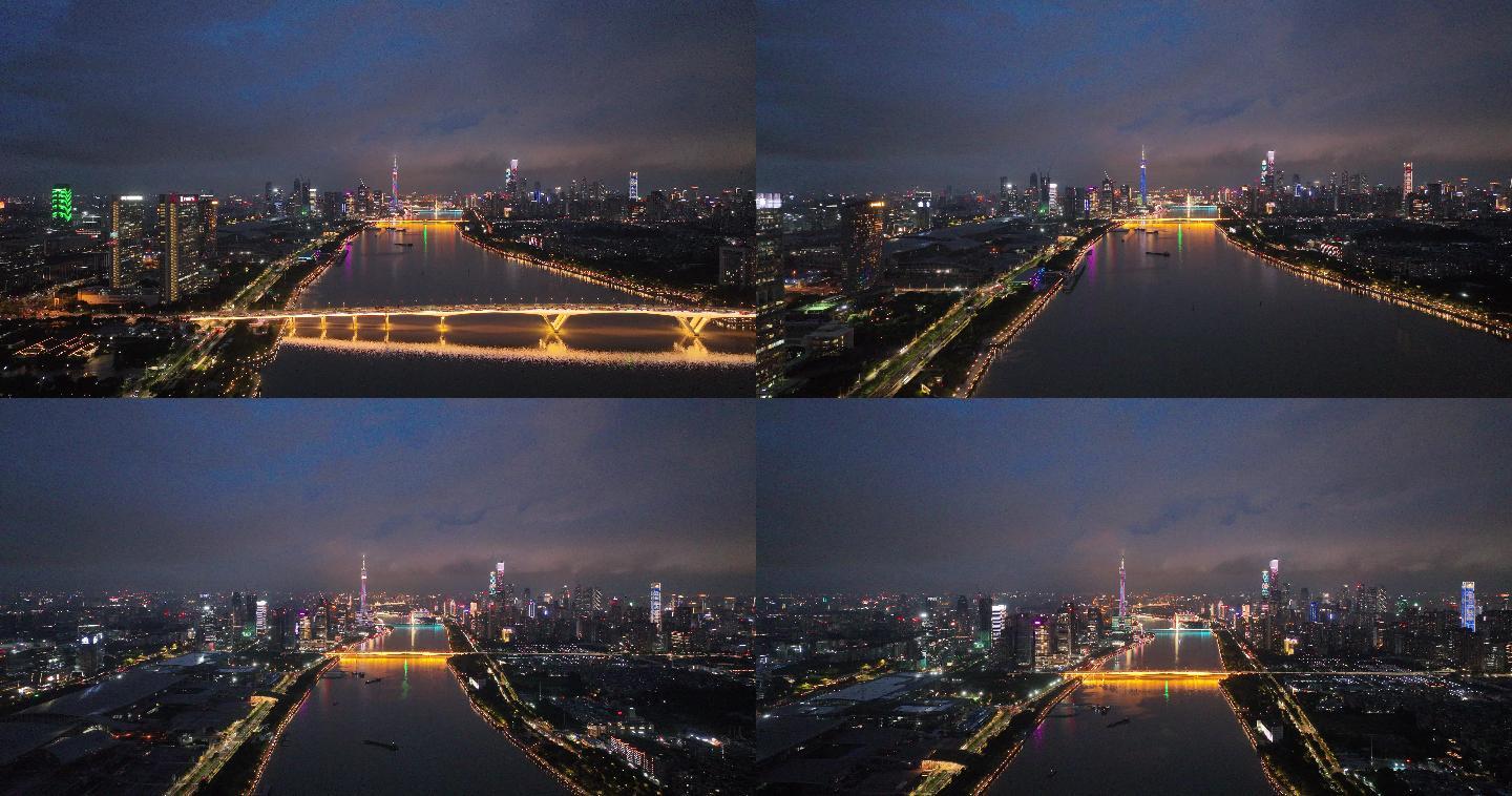广州琶洲保利天幕发展广场夜景灯光全貌