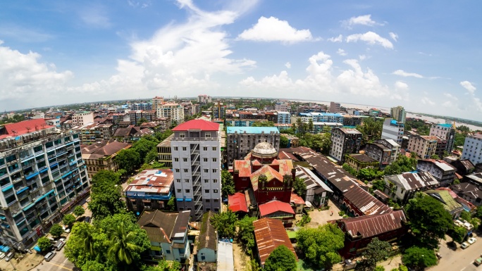 缅甸仰光市的Timelapse视图