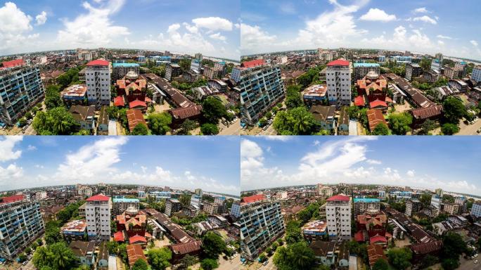 缅甸仰光市的Timelapse视图