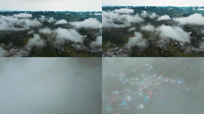 云海云上桂林山水穿越云雾雨后山景超清航拍