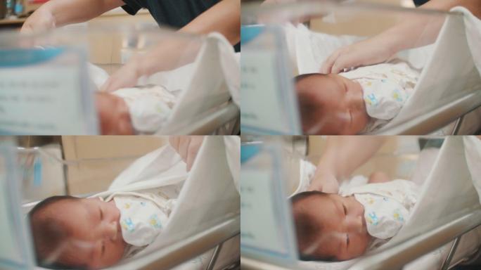 可爱的新生男婴（0-1个月）睡觉