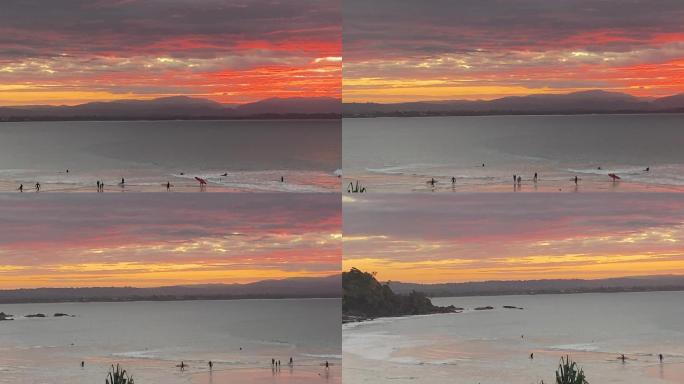 瓦特戈斯海滩壮观的日落天空
