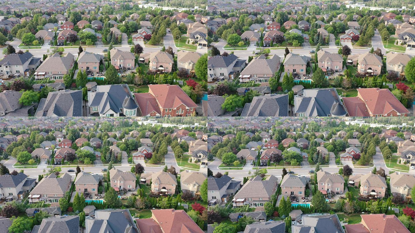 加拿大沃恩伍德布里奇市伊斯灵顿大道和卢瑟福路住宅区鸟瞰图