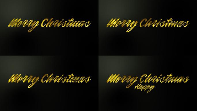 圣诞节动画金色字母黑色背景圣诞贺卡