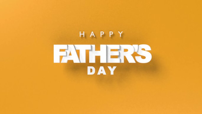 “父亲节快乐”文本现代封面设计，橙色背景，4K分辨率