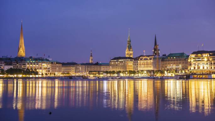 汉堡的Binnenalster，时间流逝